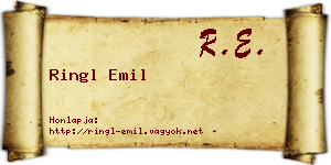 Ringl Emil névjegykártya